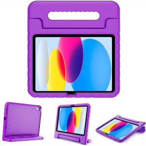 Coque Enfant Antichoc pour iPad 11 Pouces(A16) 2025, iPad 10&egrave;me G&eacute;n&eacute;ration 10,9 Pouces 2022, Housse de Protection avec Porte-Stylet pour Enfant, en Silicone avec Poign&eacute;e Transport-Violet - Neuf