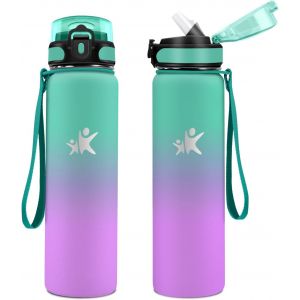 Bouteille Isotherme 1l, Gourde Sport Avec Paille, Gourde Acier Inoxydable, Anti-Fuite, Bouteilles Sans Bpa, , Gourde Inox Pour Camping, Enfant, Fille, Randonnée, Cyclisme - Neuf
