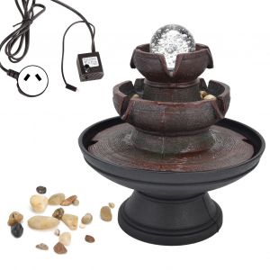 HJLIAN Fontaine d'interieur a LED, cascade, legere, durable, elegante, silencieuse, jaune, prise AU, AC 220-240 V - Neuf