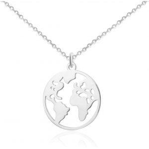 Kal-Collier Globe Terrestre Pour Femme - R&eacute;sistant &Agrave; L'eau - Collier Monde R&eacute;glable En Acier Inoxydable I Collier Avec Pendentif Carte Du Monde En Or - Argent - Or Rose - Neuf