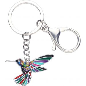 Kal-Porte-Cl&eacute;s Colibri Volant En Alliage De Zinc &Eacute;maill&eacute; Strass Oiseaux Bijoux Cadeaux Pour Femmes Filles Porte-Monnaie Clef - Neuf