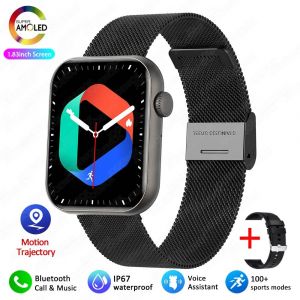 ECG + PPG montres &eacute;tanches femmes HD Bluetooth appel Smartwatch hommes Support 120 sport femmes touches rotatives montre intelligente 1.81 pouces + bo&icirc;te Black mesh belt - Neuf