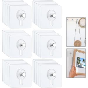 Lot de 30 crochets muraux transparents sans perçage pour cadres photo et miroirs - Neuf
