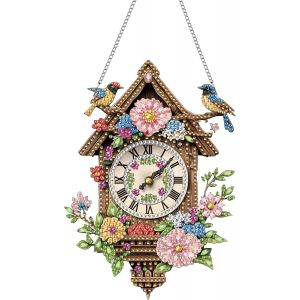Oayew-Horloge Diamond Painting Pendentif, 5d Diy Pendentif De Peinture Au Diamant, Diamant Painting Fleurs, Kit De Suspension Murale Pour Fenêtre, Mur Entrée Et Jardin 20x20 Cm - Neuf
