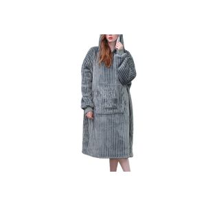 Sweat &Agrave; Capuche-Couverture Pour Femmes Et Hommes - V&ecirc;tement D'int&eacute;rieur En Flanelle &Eacute;paisse - Gris - Neuf