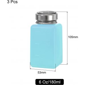Kal-3pcs 6 Oz/180ml Alcool Pousser Bas Pompe Distributeur Bouteille Presse Liquide Vide Récipient, Bleu - Neuf