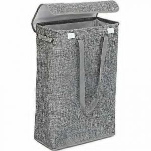 Panier à linge mince avec couvercle,grand panier à linge mince avec poignée,doublure étanche - Neuf