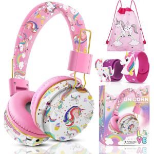 NAERYUTER-Casque Audio Bluetooth,Sans Fil Avec Micro,Musique Ecouteurs Pour Enfants De 3 À 12 Ans,Cadeau Licorne Pour Filles Ipad/Tablette - Neuf