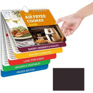 Kalanka-7,5 X 5,2 Cm Recettes Air Fryer, Temps Cuisson Air Fryer Magn&eacute;tique Magn&eacute;tique, Guide De Cuisson De Friteuse &Agrave; Air &Agrave; Feuilles Mobiles, Pour Cuisine, Salle &Agrave; Manger, Orange - Neuf