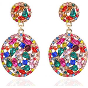 Boucles D'oreilles Femme,Boucles D'oreilles Colorées,Colorée Zircon Dangle Drop,Boucles D'oreilles Zircon Cubique Carré,Boucles D'oreilles Hypoallergéniques.[X2657] - Neuf