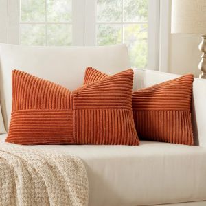 Eryi-Lot De 2 Housse Coussin En Velours Côtelé 30x50cm Caramel Housse De Coussin Decoratif Coussin De Canapé Moderne Doux Déco Coussin De Canapé - Neuf