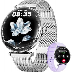 Montre Connectée Femme, Écran Incurvé Et Mince Léger Montre Connectée,1,43"" Écran Amoled Smartwatch, Ip68 Avec Fonction Féminine/Fréquence Cardiaque/Sommeil/Spo2 Montre Connectée Android Ios(Argent) - Neuf
