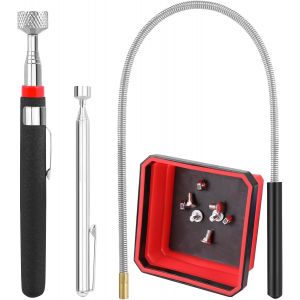 KALANKA-4 PCS Magn&eacute;tiques T&eacute;lescopiques avec Plateau Magn&eacute;tique Aimant Mecanique Flexible, Aimant pour Magn&eacute;tique Puissant, Outil de Ramassage Aimant&eacute; pour Ramasser de M&eacute;talliques Petites Voiture Pi&egrave; - Neuf