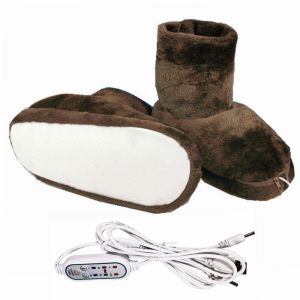 Bottes D'hiver Chauffantes Usb De Couleur Unie Avec Trois Vitesses Et Minuterie, Chaussures Chauffantes Électriques Amovibles Et Lavables, Chauffantes Usb. Marron - Neuf