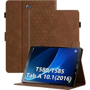 Kal-Coque Pour Samsung Galaxy Tab A 10.1 Pouces 2016 (Sm-T580/T585), Étui Pour Galaxy Tab A 10.1 2016,Avec Fine Folio Protecteur Tablette Housse De Protection En Cuir Pu Avec Support, Marron - Neuf