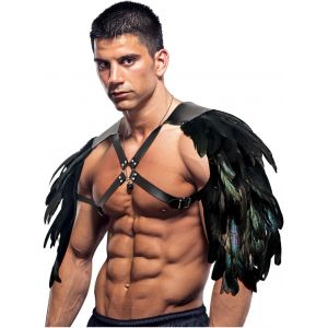 CAUC-Gothique Plume Haussement D'&eacute;paules Ch&acirc;le Halloween F&ecirc;te Costume &Eacute;paulettes Cape Noeud Papillon Collier - Neuf