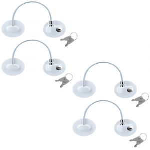 Lot de 4 verrous de s&eacute;curit&eacute; enfant pour r&eacute;frig&eacute;rateur avec cl&eacute;s, pour placards, tiroirs, fen&ecirc;tres et portes - Neuf