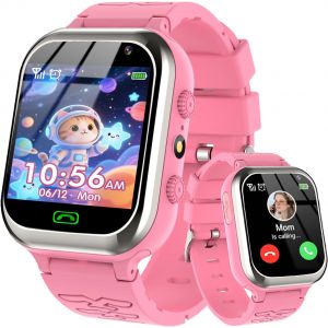 JGD-Montre Connect&eacute;e Enfant-Montre Intelligente Enfants avec T&eacute;l&eacute;phone SOS Pedometer 11Jeux R&eacute;veil Musique Cam&eacute;ra Lampe de Poche, Smartwatch Cadeaux Gar&ccedil;ons et Filles de 4-12 Ans (Pink) - Neuf