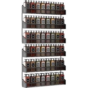 Lot De 2 Grandes Étagères À Épices Murales En Métal Chromé Étroit Pour Le Rangement Des Bocaux,Cuisine,Intérieur De Placard Ou Portes D'armoire - Neuf