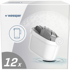 Filtre &agrave; eau pour Carafe Filtrante,Cartouches filtrantes r&eacute;duisent l'eau tr&egrave;s dure,Filtres compatible avec les filtres Maxtra+,Maxtra Plus (12 pi&egrave;ces),Blanc/Gris - Neuf