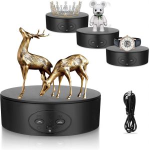 JEXNOVASHOP-Plateau Tournant Electrique, 360 Degr&eacute;s Pr&eacute;Sentoir Rotatif &Eacute;lectrique 13CM 5KG Table Tournante Rotative &eacute;lectrique avec Chargement USB 2 Vitesses pour Bijoux, G&acirc;teaux, Photographie de Pro - Neuf