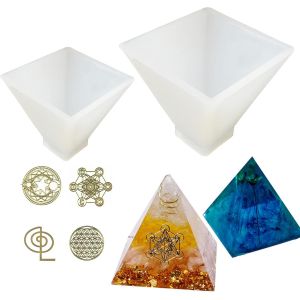2 Pcs Pyramid Moule Pour Resine Epoxy, Pyramid Moule En Silicone Avec Remplissage En R&eacute;sine Pour Moule Pyramide, D&eacute;coration De Table &Agrave; La Maison - Neuf