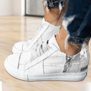 Chaussures De Soutien De L'arche &Agrave; Ressort Semelle &Eacute;paisse Chaussures En Toile D&eacute;contract&eacute;es Avec Fermeture &Agrave; Sangle &Eacute;lastique Mise En Place Rapide Pour Les Femmes Au Quotidien Blanc,39 - Neuf