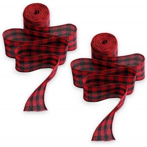 Kal-2pcs 6m X 6,3cm Ruban &Agrave; Carreaux De No&euml;l, Ruban Rouge Et Noir Ruban &Agrave; Carreaux Buffalo Ruban D&eacute;coratif Tissu De Jute &Agrave; Carreaux De No&euml;l Pour Couronnes F&ecirc;te Mariage Festival - Neuf