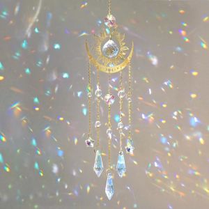 Mevronisshop-Attrape-Soleil En Cristal Pour Fen&ecirc;tre Ornement Boho Carillon &Agrave; Vent Attrape-Soleil De Jardin Perles Prisme Pendentif Soleil Lune Pour Maison Fen&ecirc;tre D&eacute;cor Cristal Cadeau Pour Fille Femm - Neuf