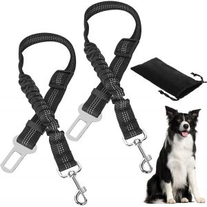 Kalanka-Ceinture Chien Voiture - 2 Pi&egrave;ces Ceinture Securite Chien Voiture Avec Absorption Des Chocs Et Sac De Rangement - R&eacute;glable 50-88cm Ceinture De Securite Pour Tous Les Chiens Et Chats - Neuf