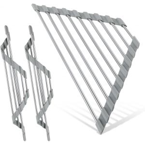 3 Pièces D'égouttoirs À Vaisselle Triangulaires Enroulables, Support De Rangement D'angle D'évier Pliable En Acier Inoxydable 304 Support D'évier Pour Égouttoir D'évier De Cuisine - Neuf
