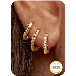 Kal-Paires Boucles D'oreilles Femme Argent Piercing Oreille Creoles Argent Femme Boucles D'oreille Cartilage Piercing Conch Daith Tragus Piercing Creolebijoux Femme Creole Argent Or - Neuf