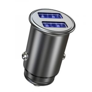 Chargeur de voiture, 4,8 A/24 W, adaptateur USB en métal, double port, charge rapide, compatible avec iPhone 13/12/11 Pro/XR/7, iPad Air 2/mini, Samsung S10/S9, Huawei (noir) - Neuf