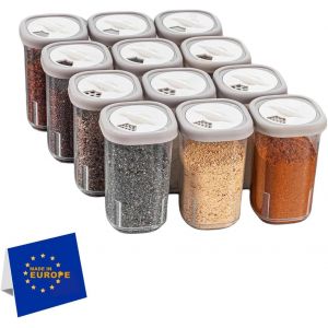 Jexnovashop-Lot De 12 Bo&icirc;tes &Agrave; &Eacute;pices En Plastique Transparent Sans Bpa - Bo&icirc;te &Agrave; &Eacute;pices De Camping - Sali&egrave;re Et Poivri&egrave;re - Bo&icirc;tes &Agrave; &Eacute;pices Pour Le Stockage Des &Eacute;pices (Transparentes) - Neuf