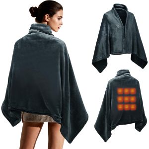 JGD-Coussin chauffant pour dos, &eacute;paules, cou - 156 x 86 cm - Chauffe-dos avec 3 niveaux de chaleur - Chauffage rapide - Lavable - En flanelle - Cadeau d'anniversaire pour femmes et hommes - Couvertur - Neuf