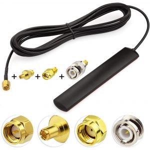 Antenne 4G LTE Connecteur SMA M&acirc;le 3dBi Support de Verre + 3 Adaptateurs SMA &agrave; / TS9 / RP-SMA pour Routeur 2G 3G 4G Wirelees WiFi Dab + V&eacute;hicule Radio T&eacute;l&eacute;phone Portable - Neuf