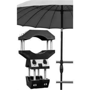 Ulteronixshop-Support De Parasol Stable V3 &iquest; Pied De Parasol Pour Balcon Et Balustrades Rondes Et Carr&eacute;es &iquest; Fixation De Parasol Sans Per&ccedil;age Gris/Noir - Neuf