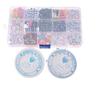 Ensemble De Perles En Acrylique Avec Lettres De L'alphabet, 15 Grilles, Pour Bracelets, Colliers, Bijoux Et Accessoires - Neuf
