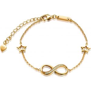 Kalsw-Bracelet Pour Femme Avec Symbole De L'infini Et Étoile,En Argent 925 Incrusté De Zirconesbracelet Réglable,Cadeau De Noël Ou D'anniversaire - Neuf