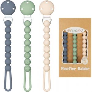 Attache Sucette Silicone Clips Attache-T&eacute;tine En Une Pi&egrave;ce Anneau De Dentition Pour Gar&ccedil;ons Et Filles B&eacute;b&eacute; T&eacute;tines En Silicone De Haute Qualit&eacute; Sans Bpa,3 Pi&egrave;ces.[H36] - Neuf