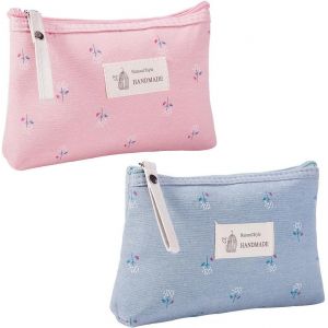 2 Pi&egrave;ces Petite Trousse De Toilette Maquillage Femme Make Up Tasche Voyage, Multi-Fonctionnelle Sac &Agrave; Cosm&eacute;tiques &Agrave; Glissi&egrave;re Pour Les Cosm&eacute;tiques Les Cartes De Changement - Neuf