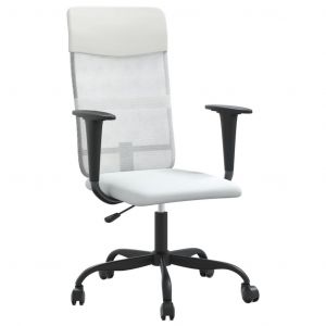 Chaise fauteuil si&egrave;ge de bureau informatique &eacute;tude r&eacute;glable en hauteur blanc Helloshop26 02_0024063 - Neuf