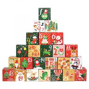 (7X7cm) 24 pi&egrave;ces de cadeau de No&euml;l bo&icirc;tes, petites bo&icirc;tes-cadeau de No&euml;l, bo&icirc;tes-cadeau, bo&icirc;tes en carton, calendrier de l'Avent bo&icirc;tes, f&ecirc;te de No&euml;l des bo&icirc;tes de bonbons - Neuf