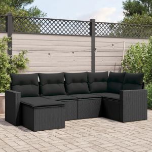 Prolenta Premium - Salon De Jardin 6 Pcs Avec Coussins Noir R&eacute;sine Tress&eacute;e - Neuf