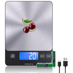 [ Rechargeable & 15kg ] Balance De Cuisine Num&eacute;rique, Balance Cuisine &Eacute;lectronique Usb C, Balance Alimentaire De Haute Pr&eacute;cision 1g / 0,1 Oz, Fonction Dure Professionnelle, Batterie Incluse - Neuf