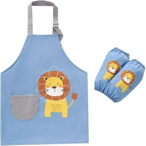 Loranka-Tablier Imperm&eacute;able Et Manchettes Pour Enfants, Cuisine Et Jardinage Avec Poche, Bleu Pour Gar&ccedil;ons - Id&eacute;al Pour Cuisine Scolaire Et P&acirc;tisserie - Neuf