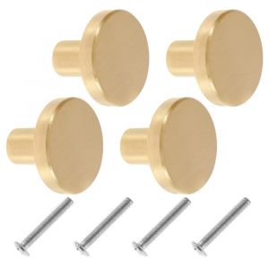 Lot de 4 boutons ronds en laiton massif de 20 mm pour tiroirs et portes - Neuf