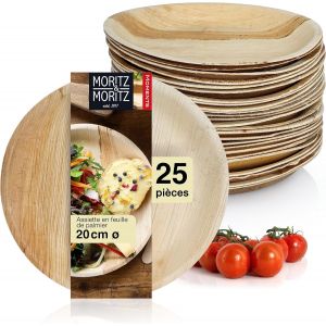 Kalanka-25 Pièces Ronde Assiette Jetable Feuille De Palmier - 25 Assiette Effet Bois Env. 20 Cm Ø - Alternative À Assiette Jetable Bambou Et Assiette Plastique Jetable - Neuf