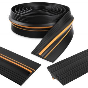 Joint de porte de garage Joint de seuil de porte de garage en caoutchouc Joint de sol étanche Bandes d'étanchéité pour garages Entrepôts (80mm×14mm×3m,noir) - Neuf