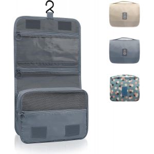 KALANKA-Trousse de toilette à suspendre - Pliable - Avec poignée de transport - Pour homme et femme, gris clair, L, Trousse de toilette - Neuf